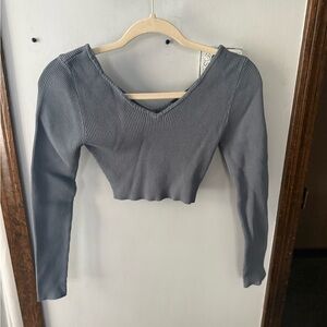 Love Tree Charcoal Ribbed Crop Top